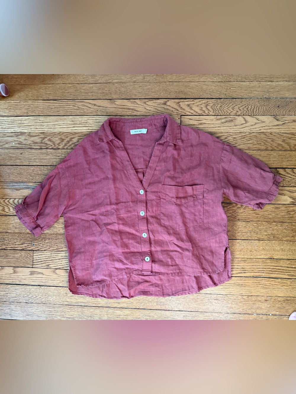 Mod Ref Linen Button-Up Top - Size Medium